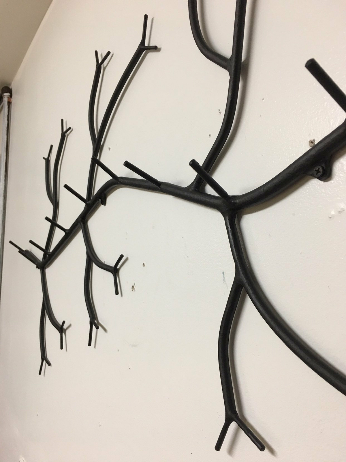 60" long ( 5 feet long ) 12 hook Metal Branch coat rack, unique one of a kind