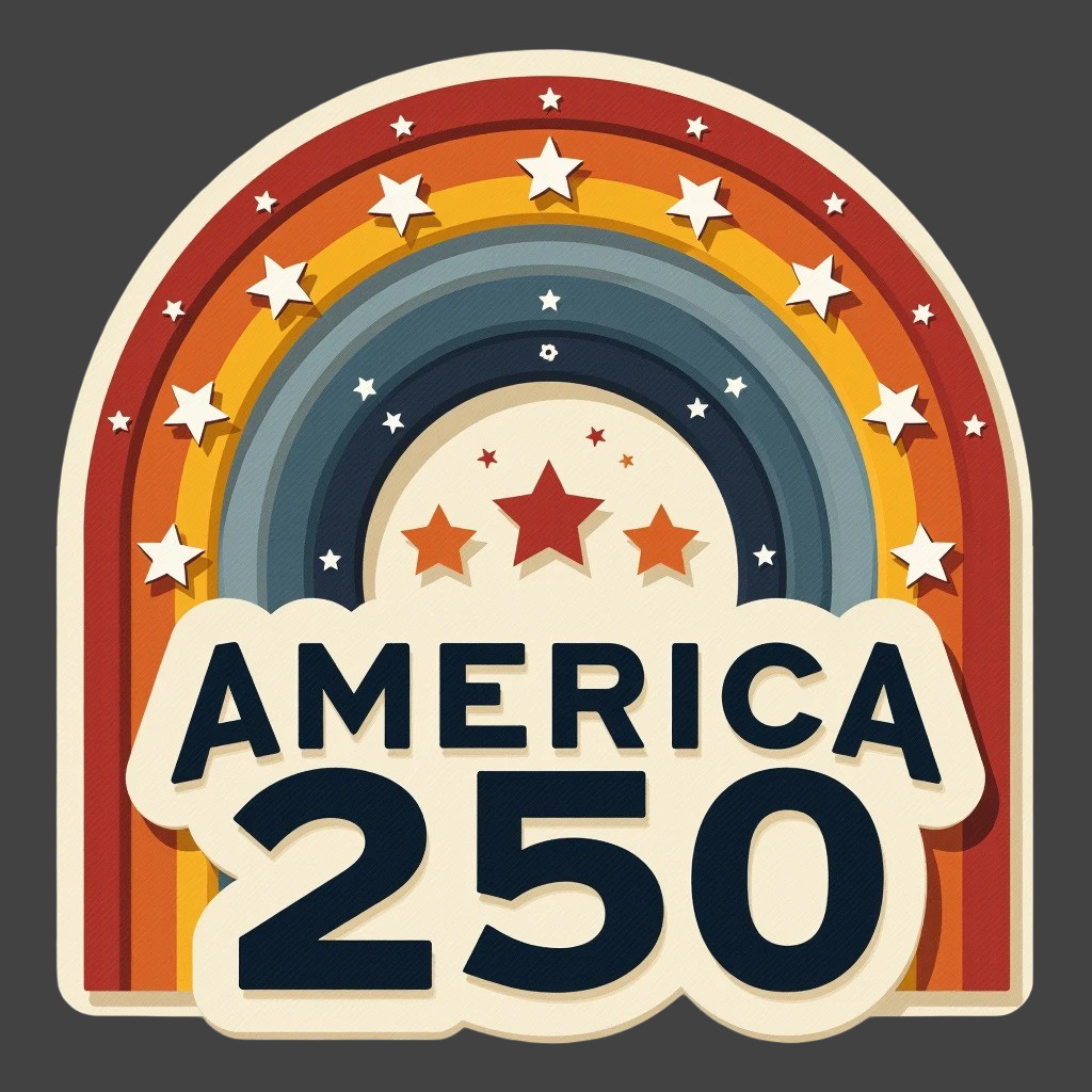 America 250 Sticker Vinyl Decal Vintage Rainbow Stars Patriotic USA