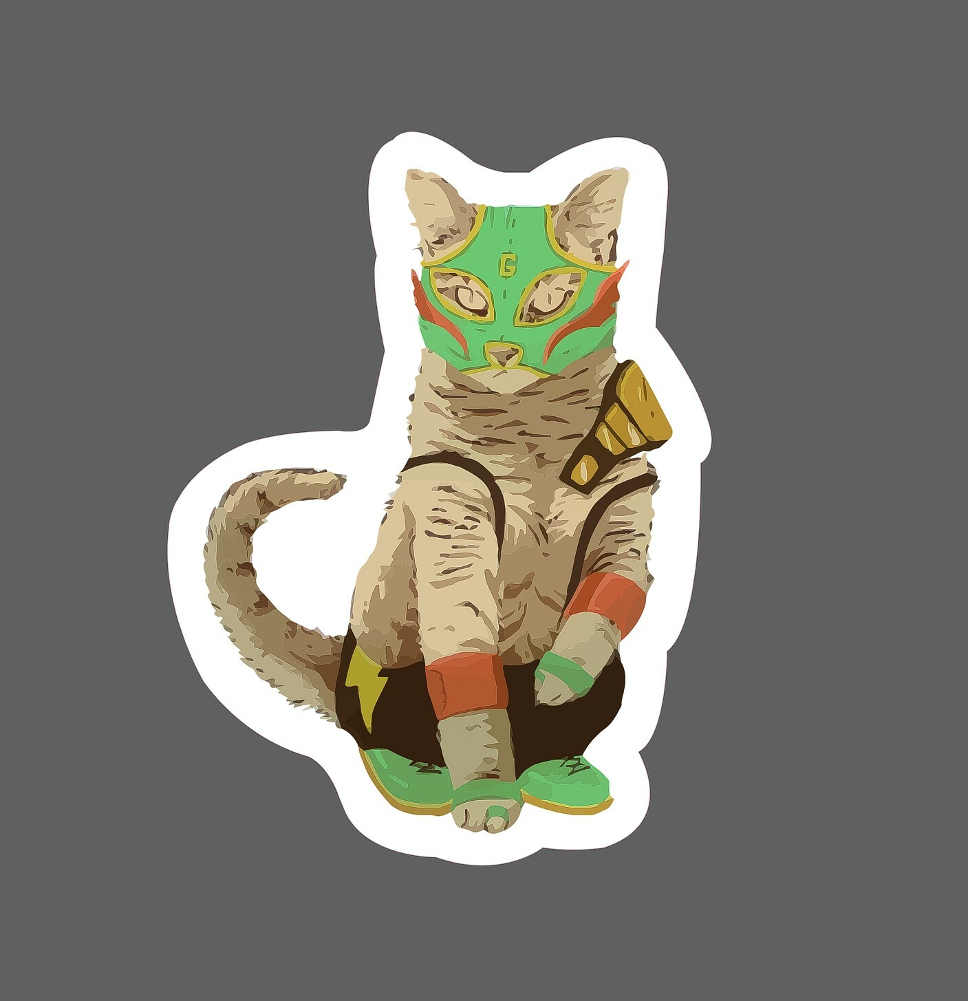 Wrestler Cat Sticker "El Gato" Waterproof – Buy Any 4 For $1.75 Each Storewide!