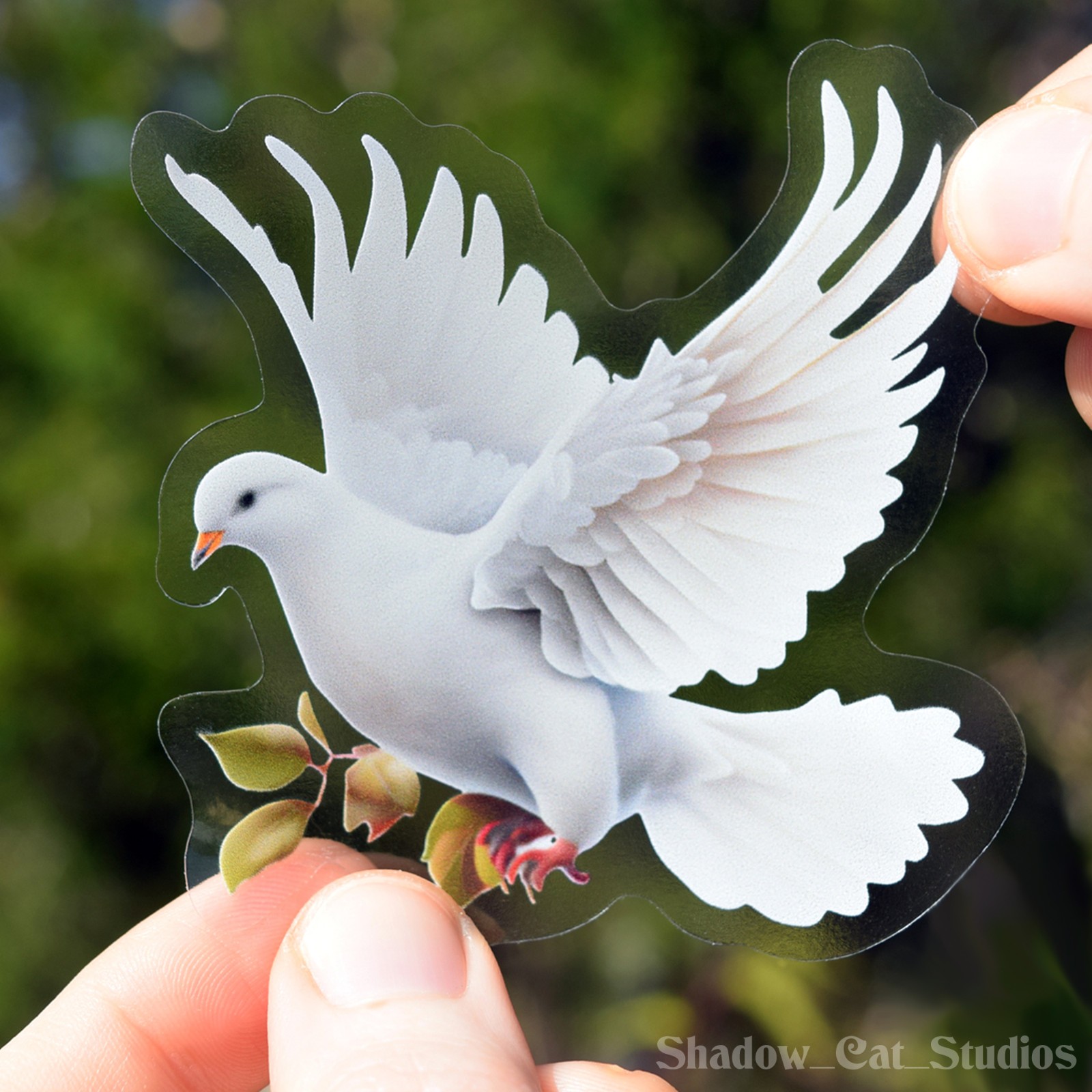 White Dove Die Cut Clear Vinyl Sticker (Facing Left) Premium Quality