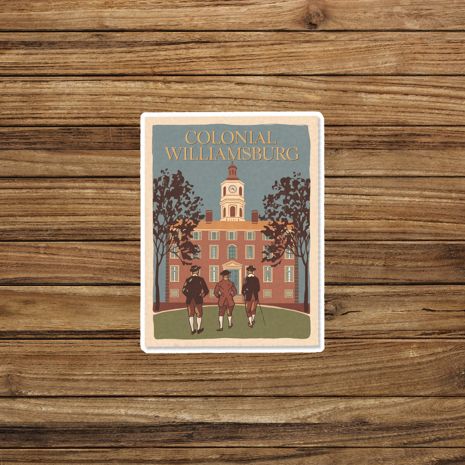 Colonial Williamsburg Vintage Travel sticker – Historic Landmark Illustration St