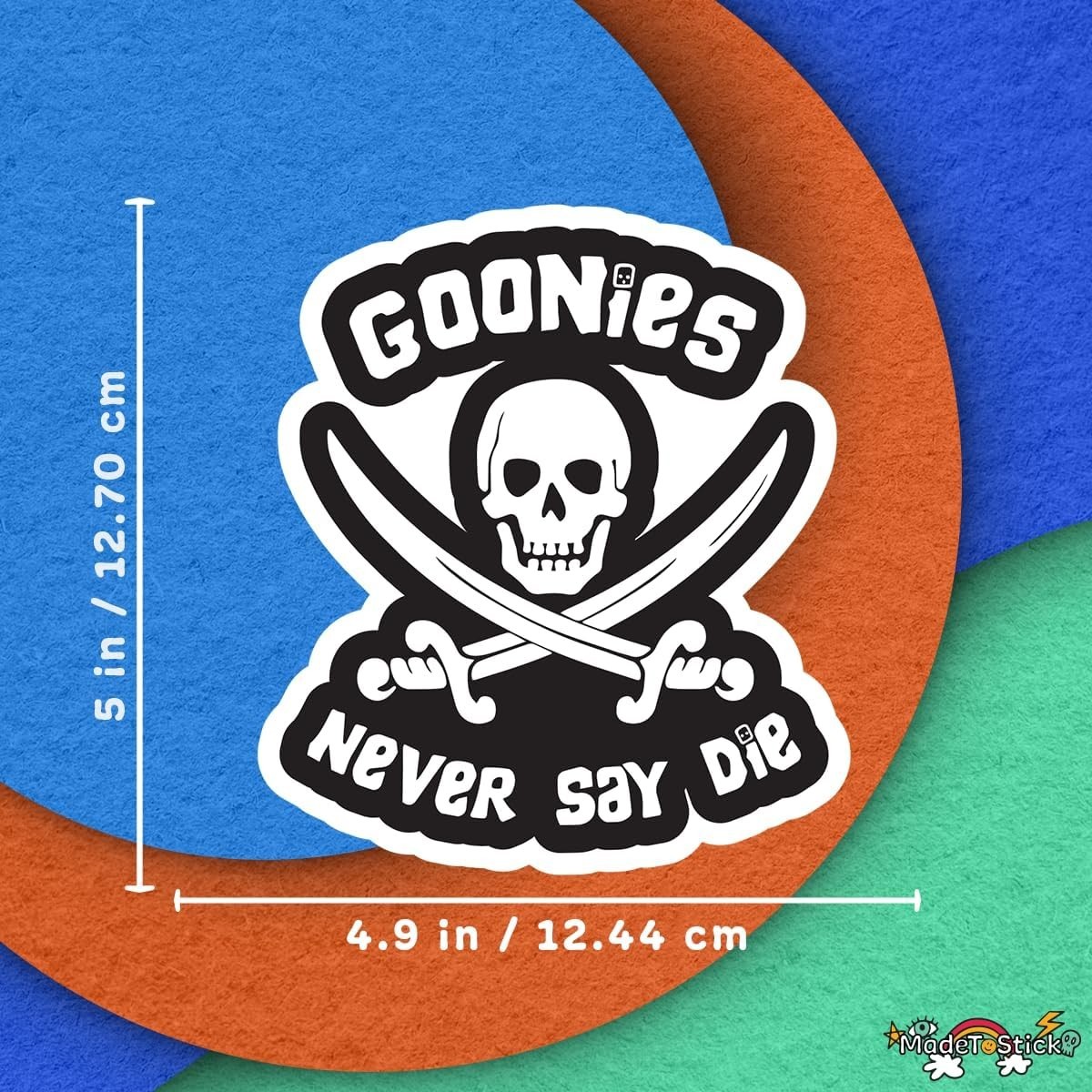 Goonies Never Say Die 80s Retro Movie Skull 2-Pack Vinyl Decal Car 5"x4.9"