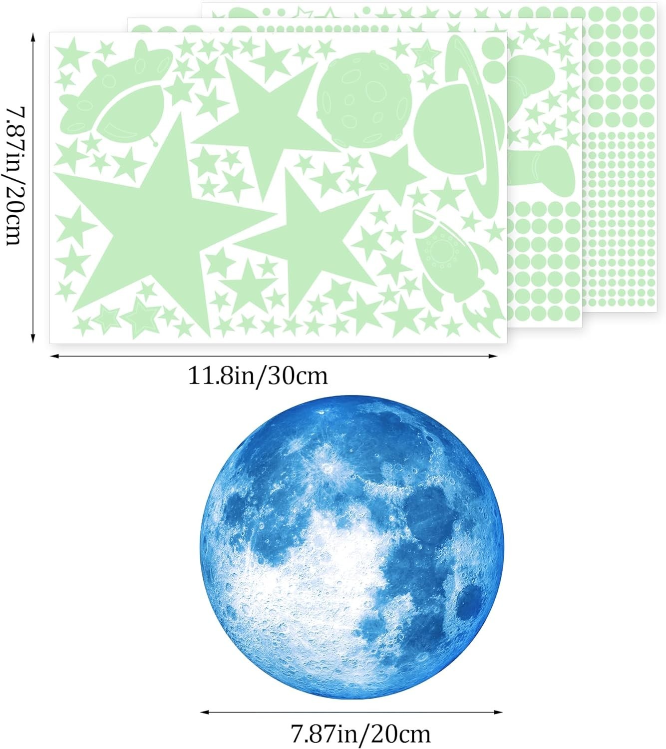 Glow in The Dark Stars for Ceiling 1106Pcs Glow in The Dark Moon and Planet W…