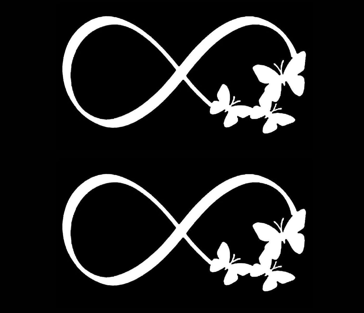 Infinity Symbol Butterflies Two 6" White Vinyl Decals Car Windows Laptop Tablet