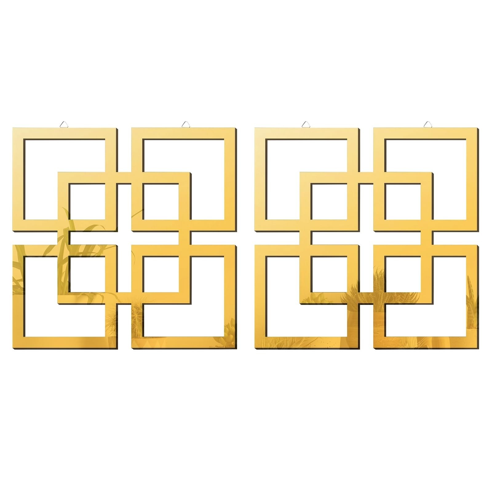 flangairy 2 Piece Gold Geometric Wall Mirrors, 11.8 Inch Wooden Frame Acrylic…