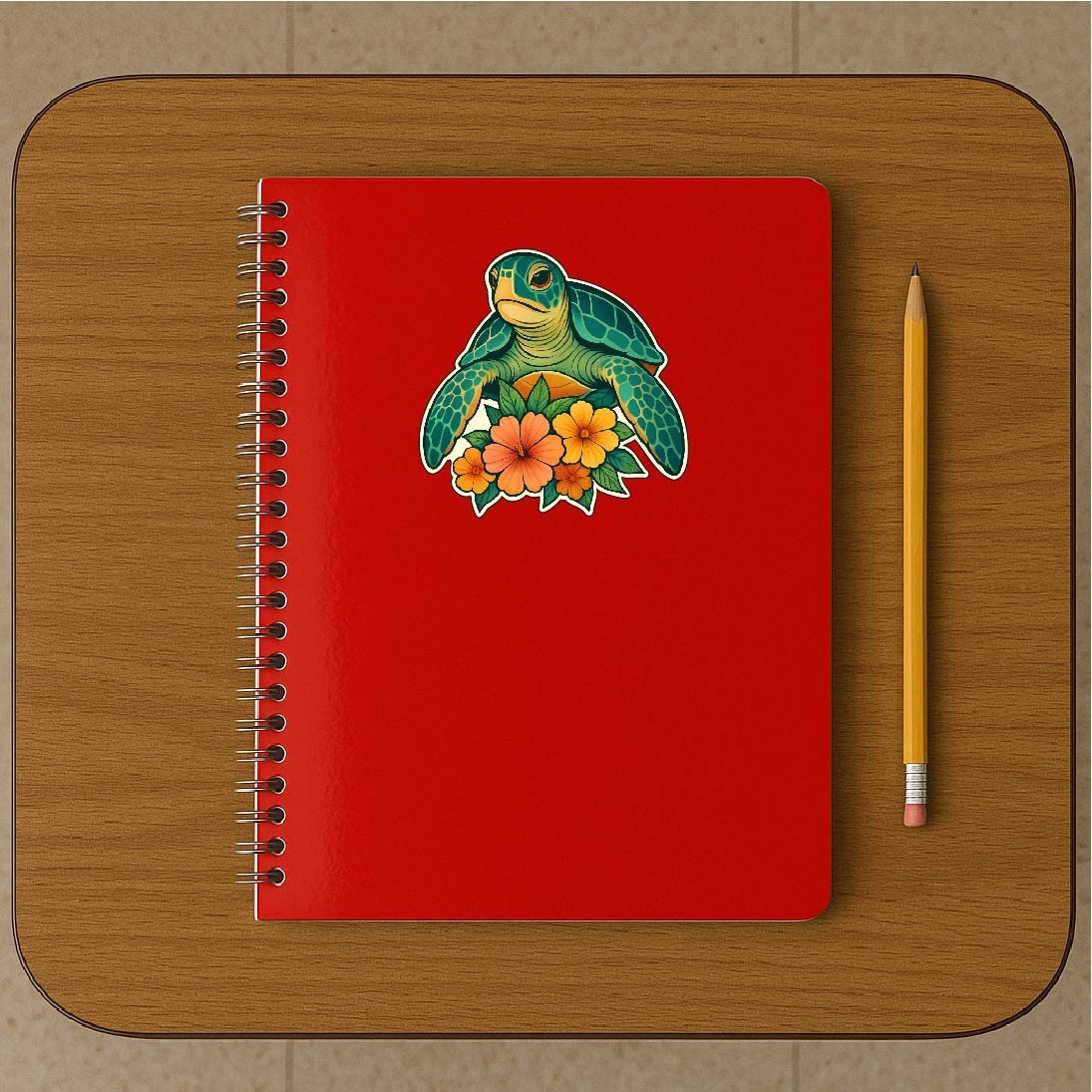 Sea Turtle & Hibiscus Decal Sticker Ocean Wildlife Life Beach Tropical Hawaii