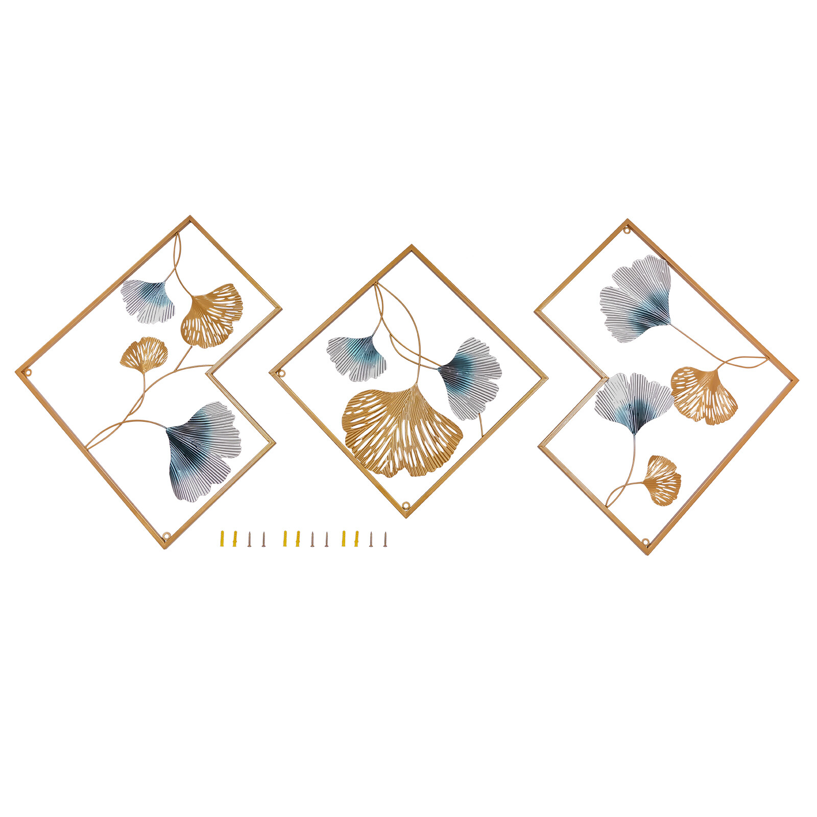 Wall Sculptures Home Decor Golden Ginkgo Leaf 3d Wall Metal Art For Home Decor