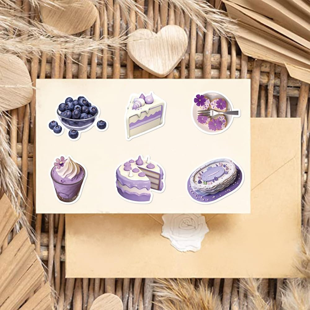 Aesthetic Purple Waterproof Stickers for Water Bottle, 56Pcs Cute Aesthetic Stic