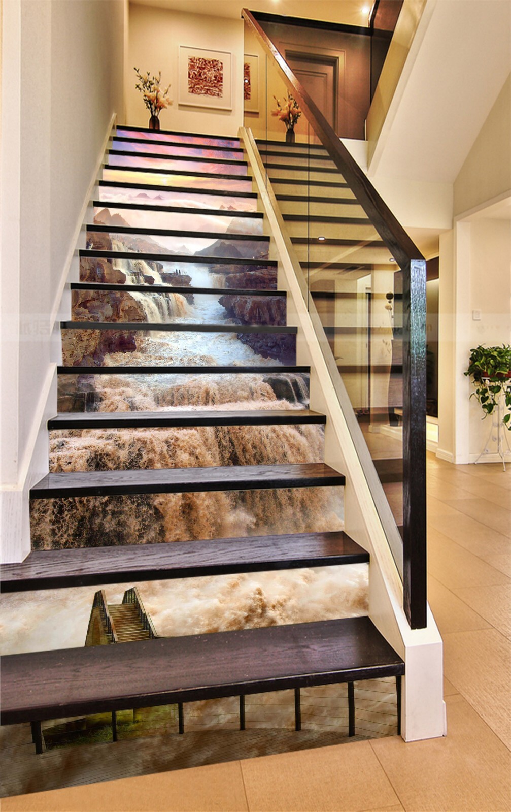 3D Flood Waterfall AZ1173 Stair Risers Decoration Mural Vinyl Wallpaper Kay