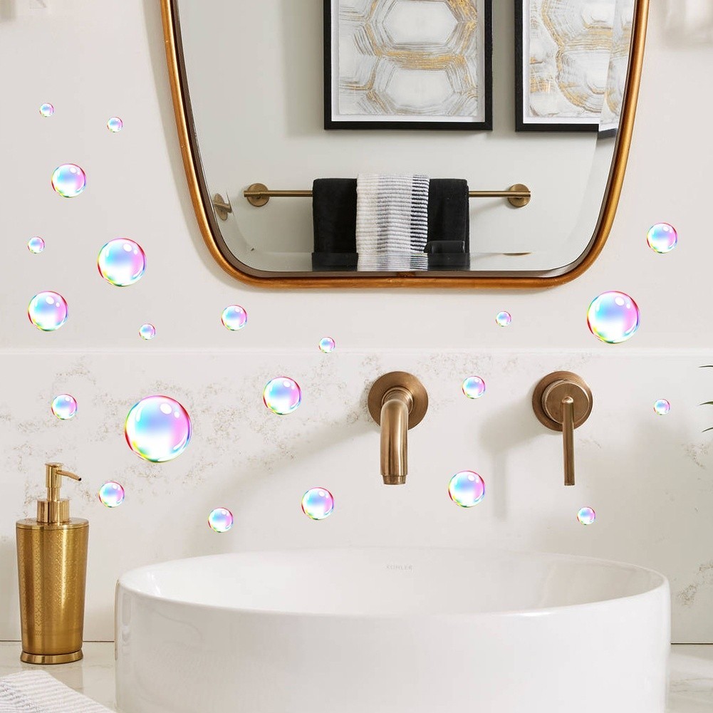 Glow in Dark Blue Sea Bubble PVC Wall Decal for Bedroom Living Room 20x20cm