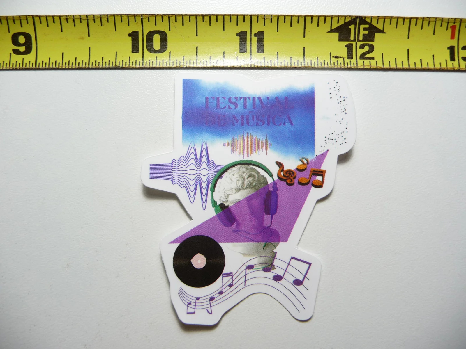 FESTIVAL DE MUSICA RECORD SCULPTURE SMALL STICKER DECAL BAND SONGS MUSICIAN