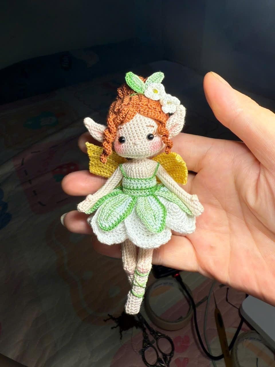 Handmade Crochet Fairy Doll, Amigurumi Forest Sprite, Whimsical Decor