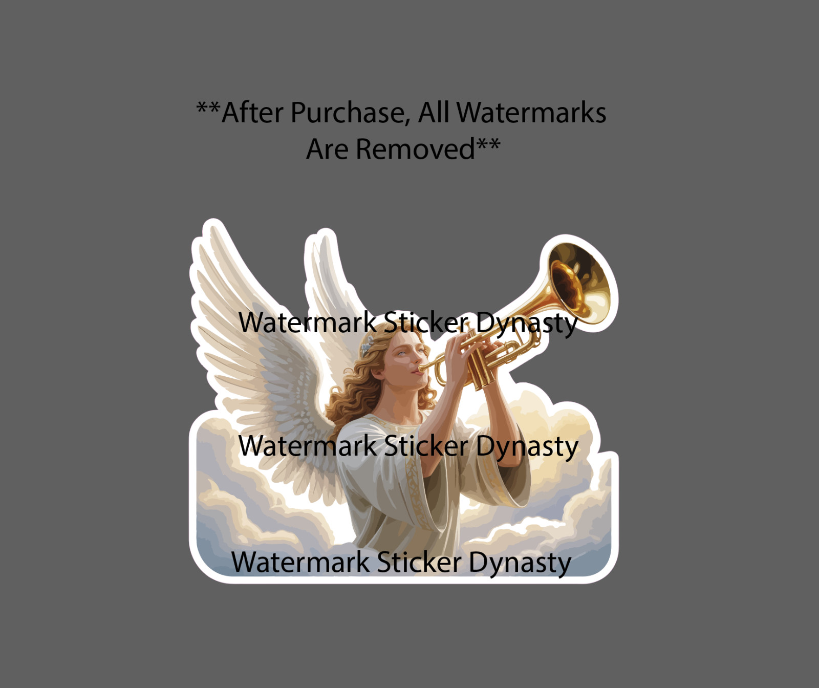 Angel Blowing Trumpet Sticker Waterproof Decal Clouds Angel Religious Gift NEW