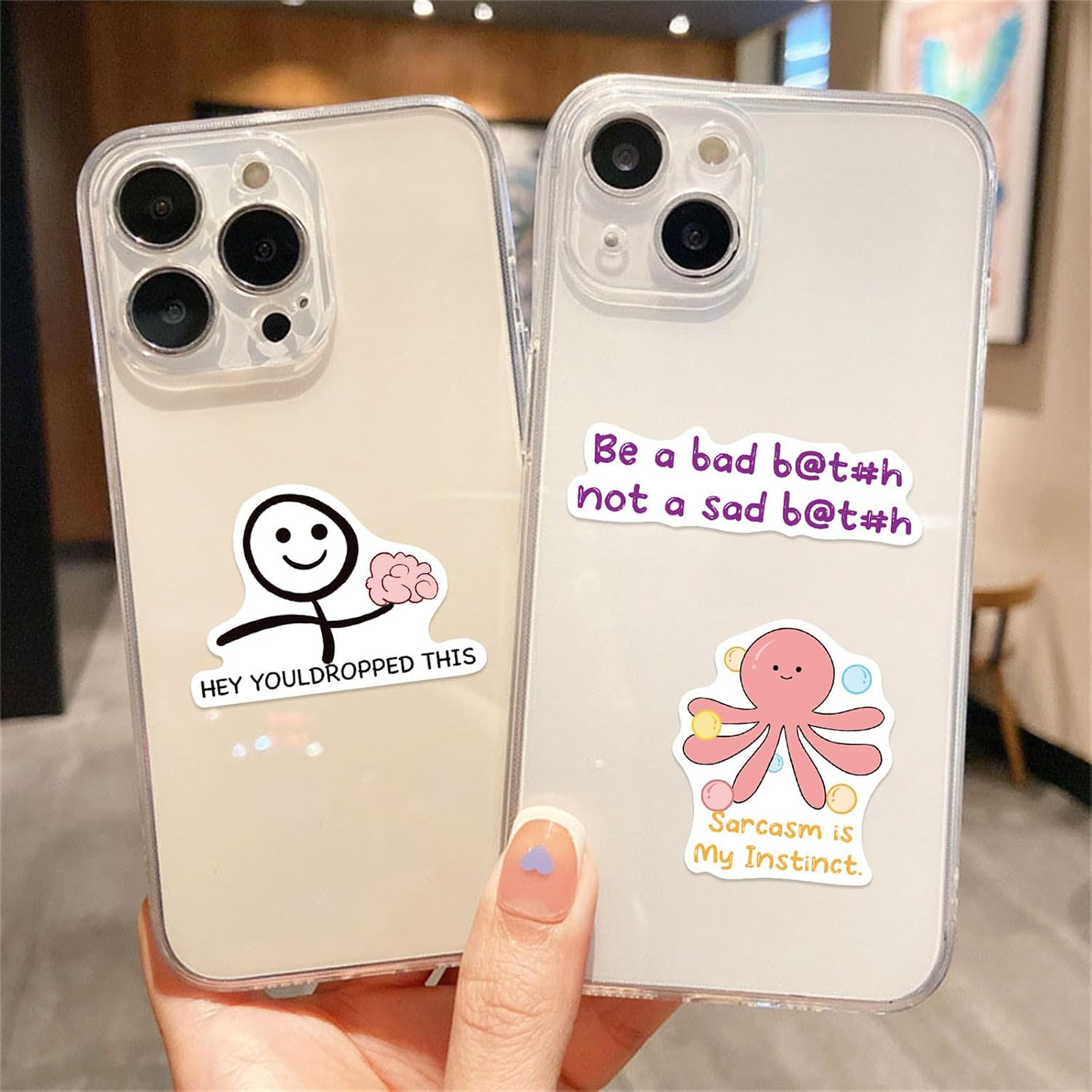 50 PCS Pink Funny Stickers for Adults, Meme Sticker for Women, Waterproof Vinyl