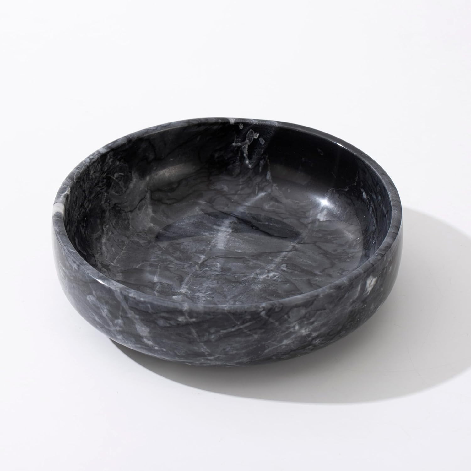 6.7" Large Decorative Bowl, Natural Marble Large, Black