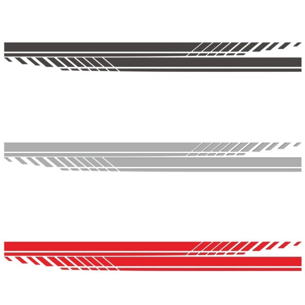 2Pcs Car Racing Long Stripe Graphics Side Body Decal Sticker Racing Accessory