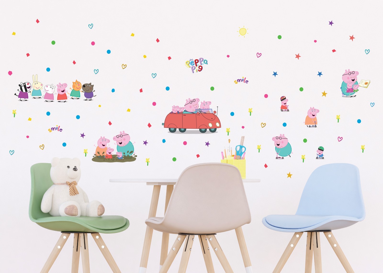 Peppa Pig Wall Stickers SET for kids boys bedroom Decor Vinyl Decals pink