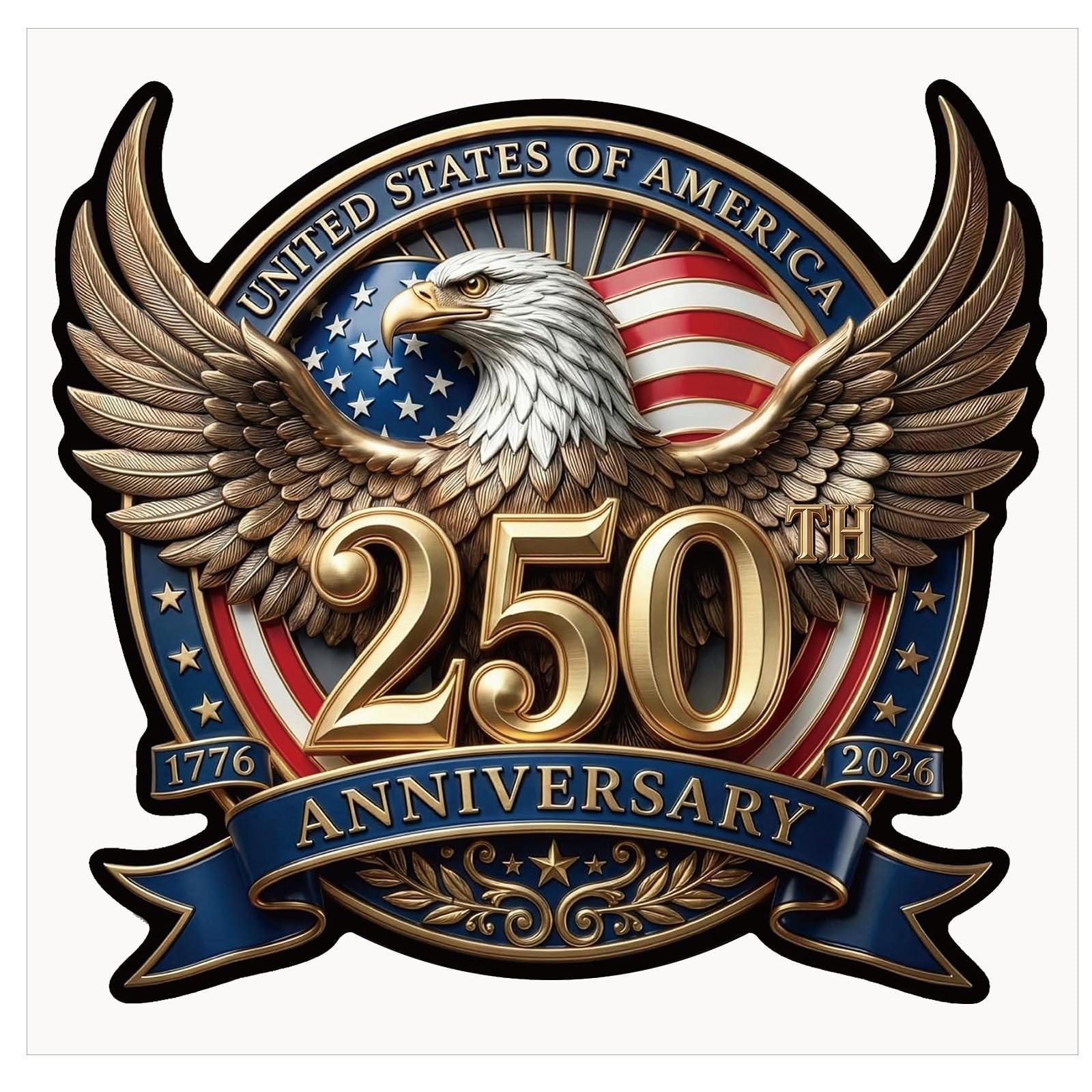 5 Pcs 250th Anniversary Car Sticker 8.27" x 8.27" USA Patriotic Eagle Decal 4th