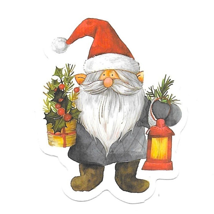Christmas Gnome Sticker Lantern Holly Basket Vinyl Die Cut Scrapbooking Journal