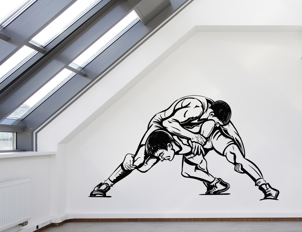 Wall Vinyl Decal Fight Wrestling Twin Combat Sports Interior Decor z4584