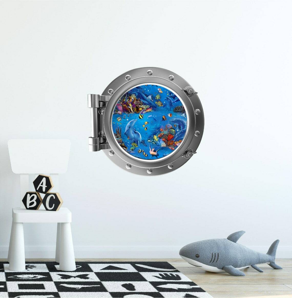PortScape Under The Sea Fish Ocean Porthole Window Wall Decal Vinyl Wall Sticker