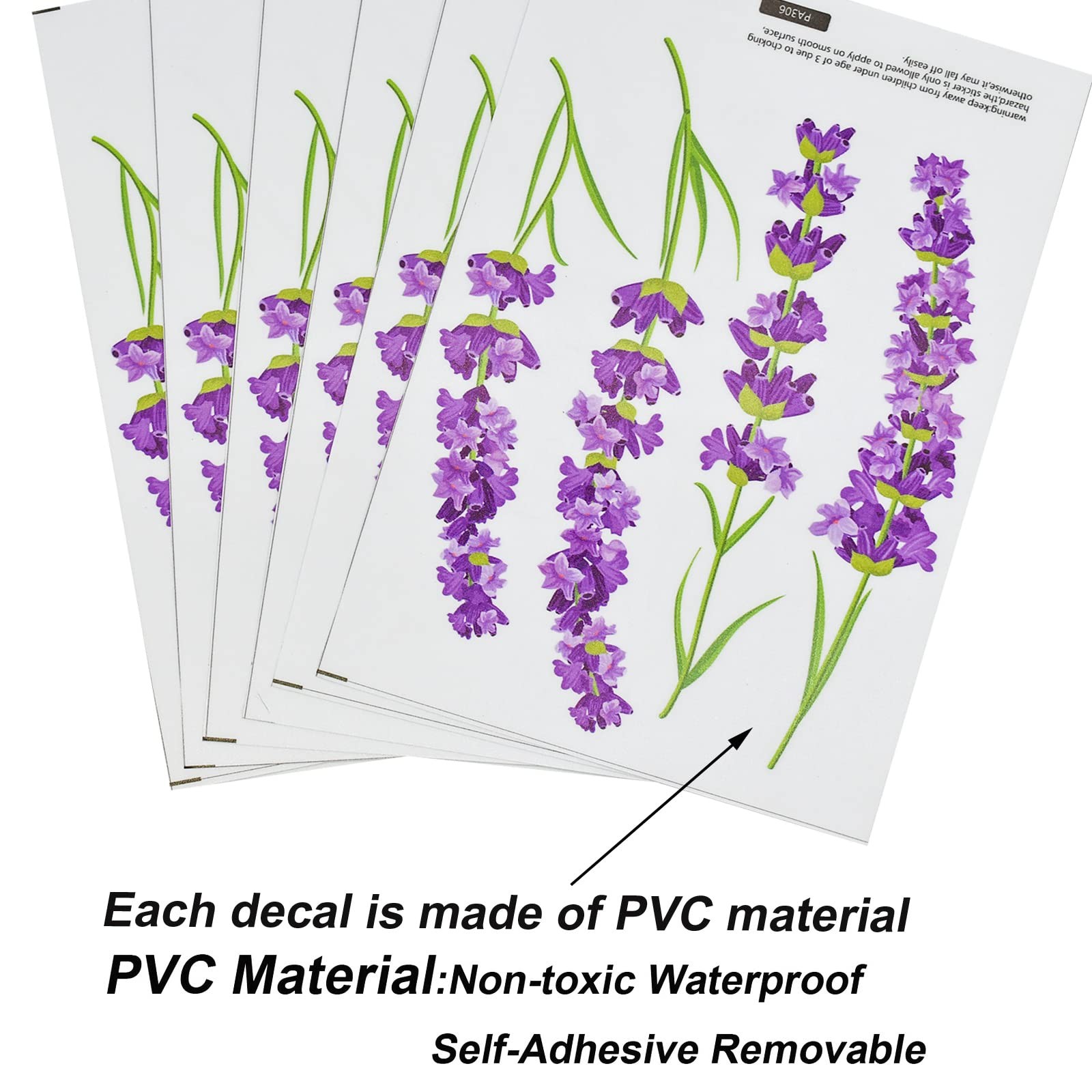 6 Sheets Lavender Flowers Wall Decals Garden Purple Floral Wall Corner Sticke…