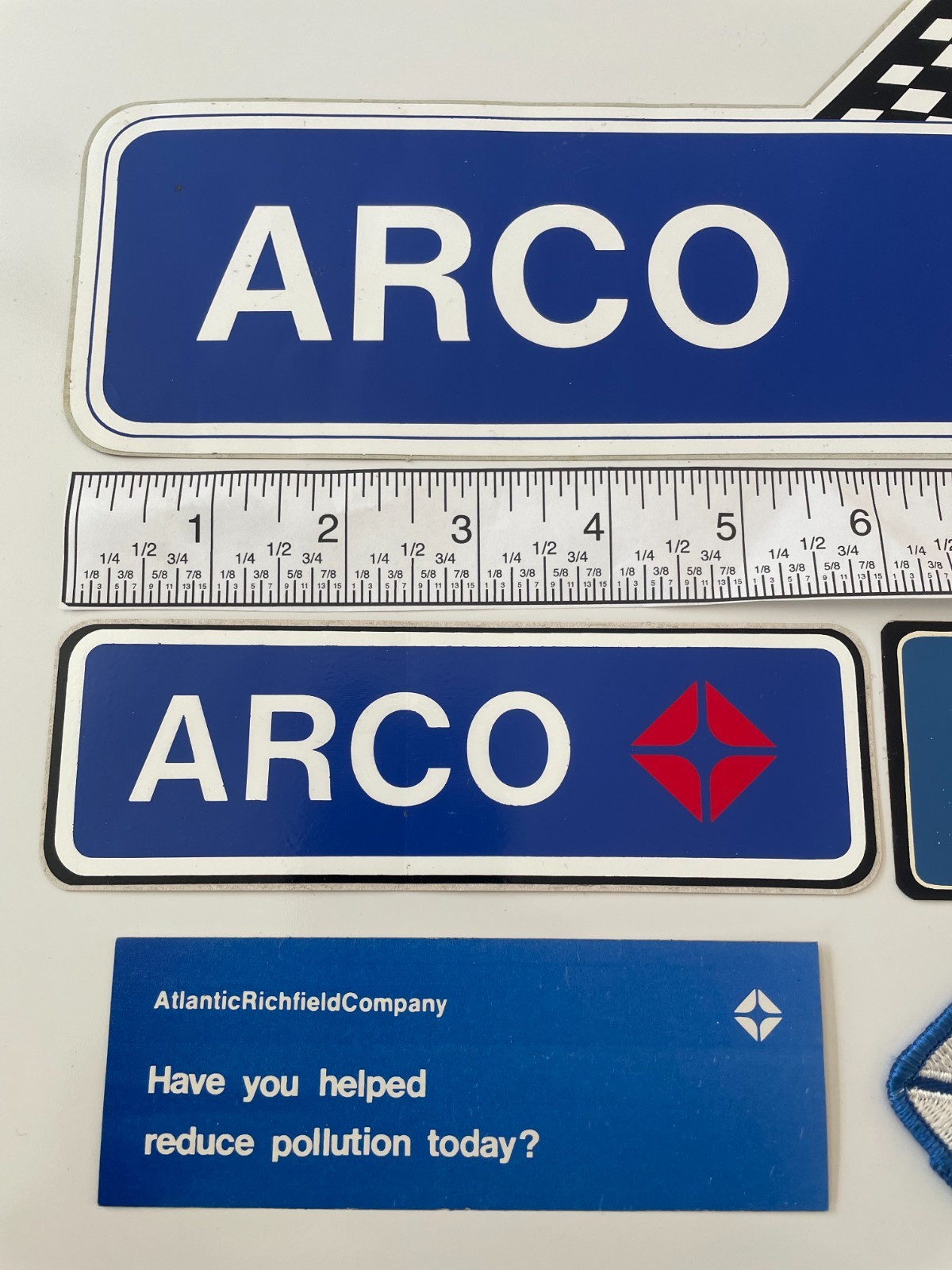 Ca 1970's ARCO Gas Logo Decals/Stickers and Embroidered Patches- Lot of (7) pcs
