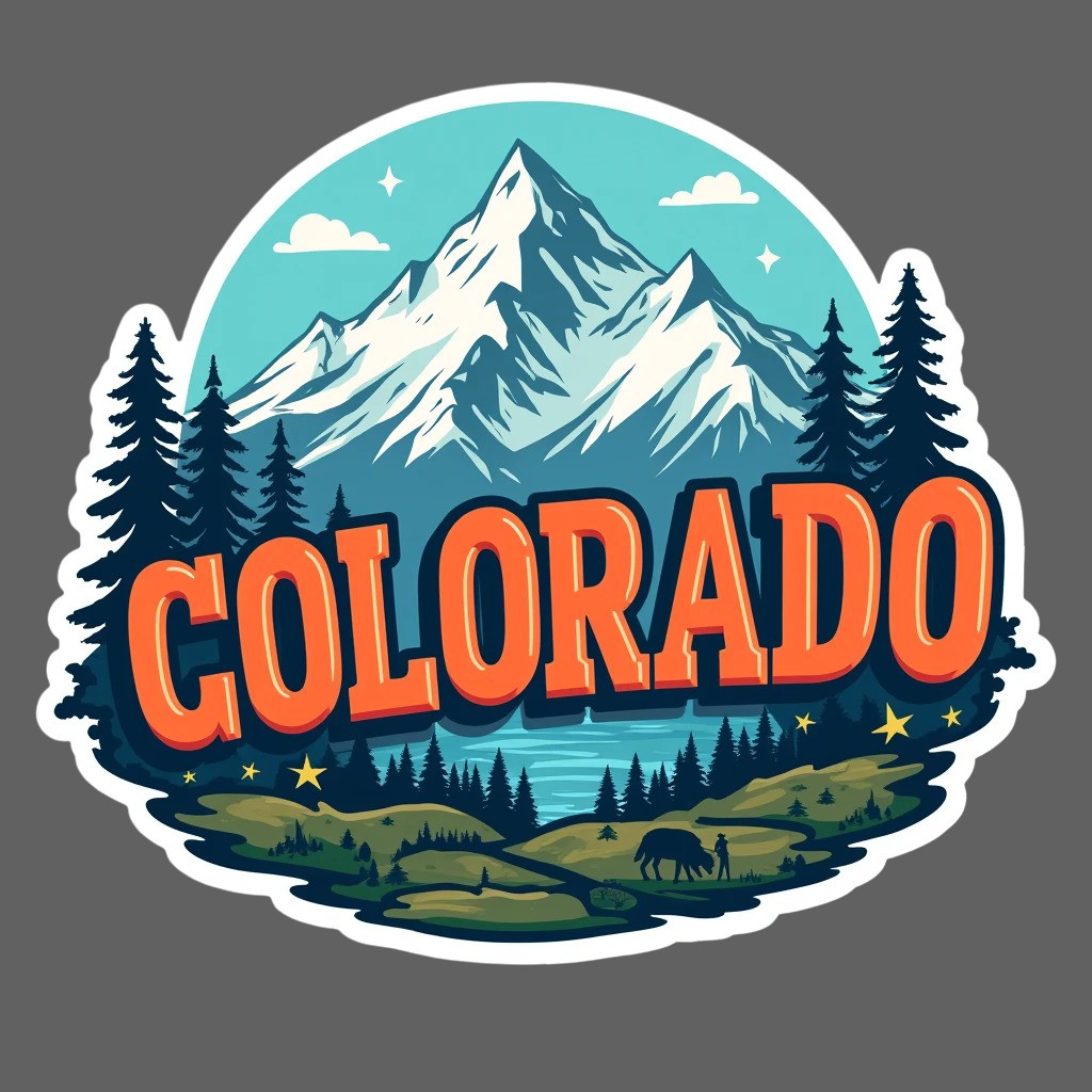 Colorado Sticker Vinyl Decal Mountain Range Pines Wilderness Landscape