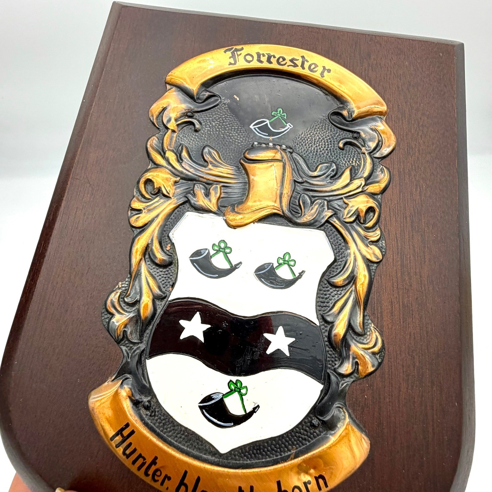 Forrester Family Crest Coat of Arms Wood Plaque Heraldic Artists