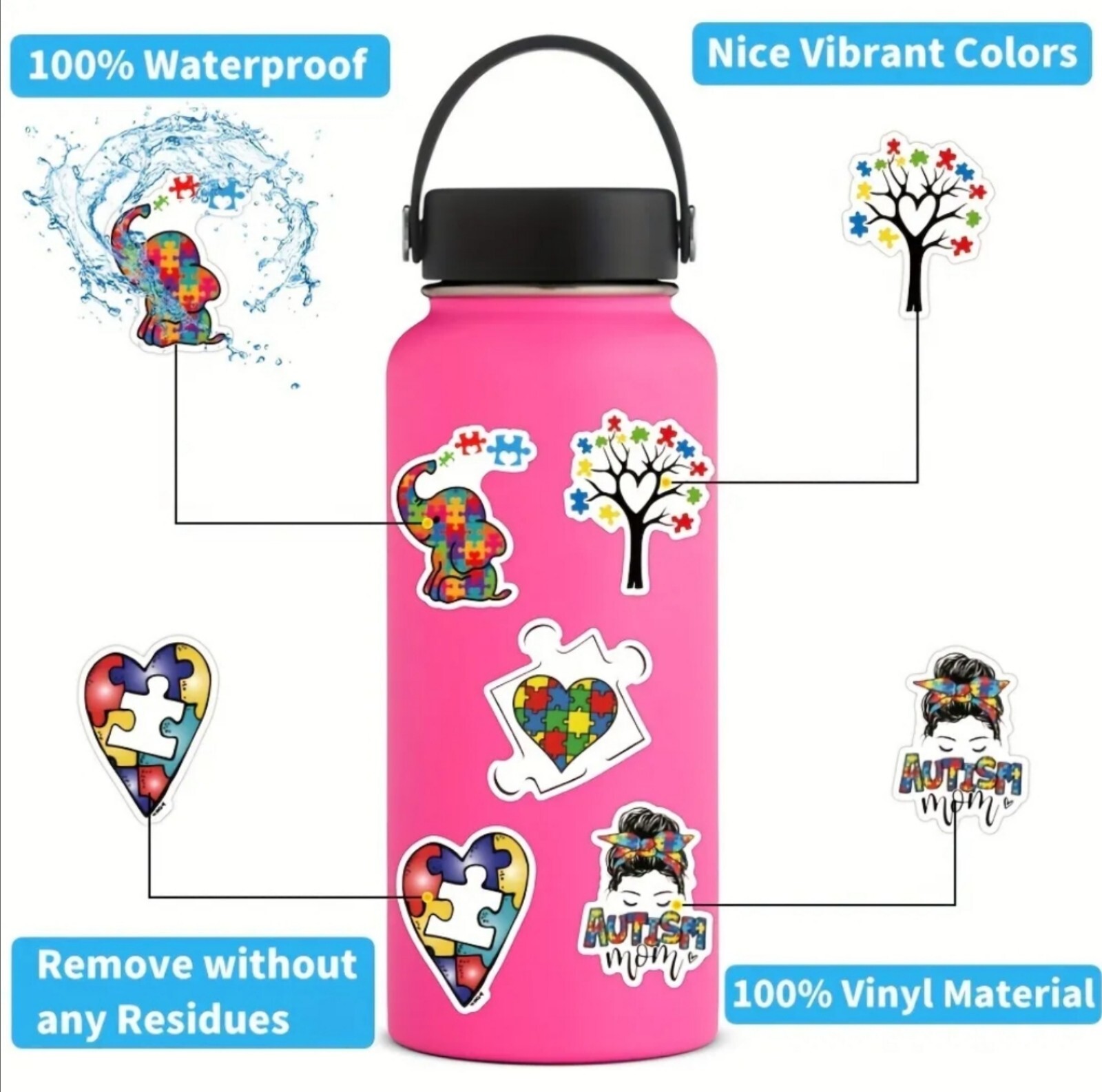 20 PCS Autism ASD Awareness Stickers BRAND NEW