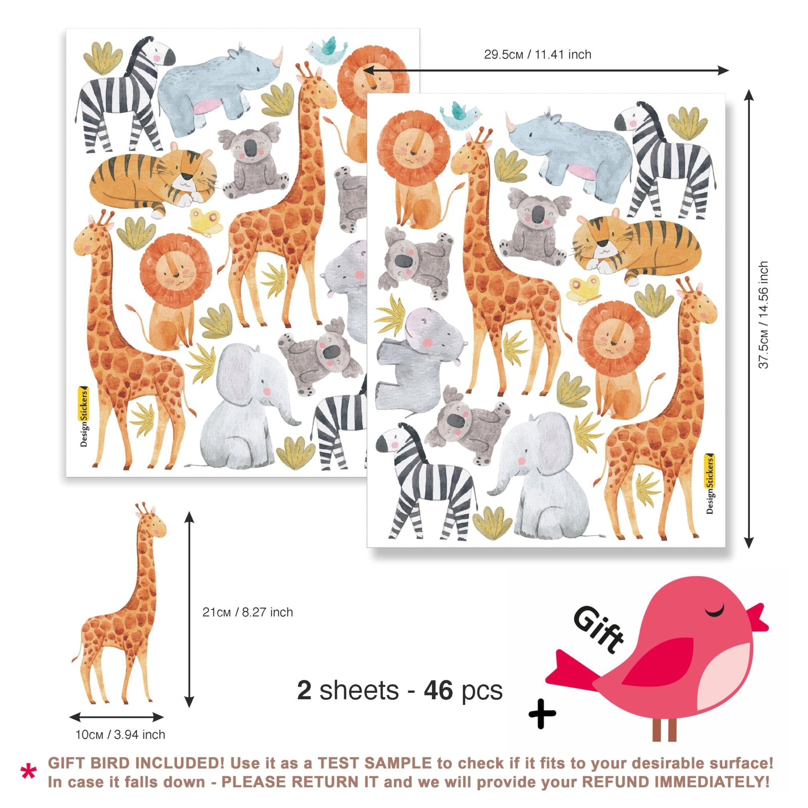 Animals Wall Decals for Kids, Jungle Removable Wall Stickers Toddler Boy Girl…