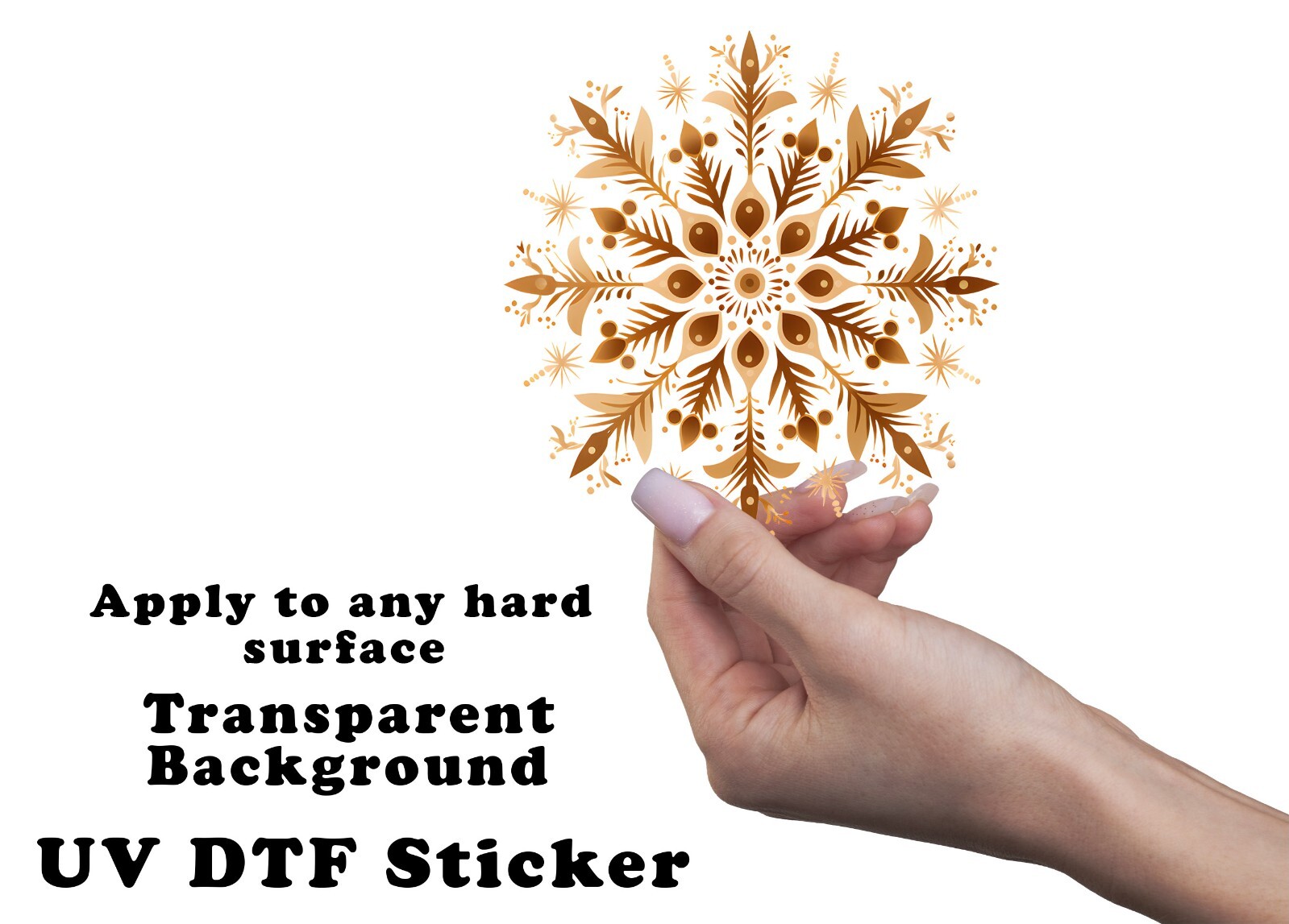 Neutral Christmas Snowflake UV DTF Sticker Transparent Decal