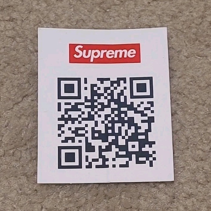 Supreme QR Code Logo Rectangle Sticker Decal, White/Red/Black