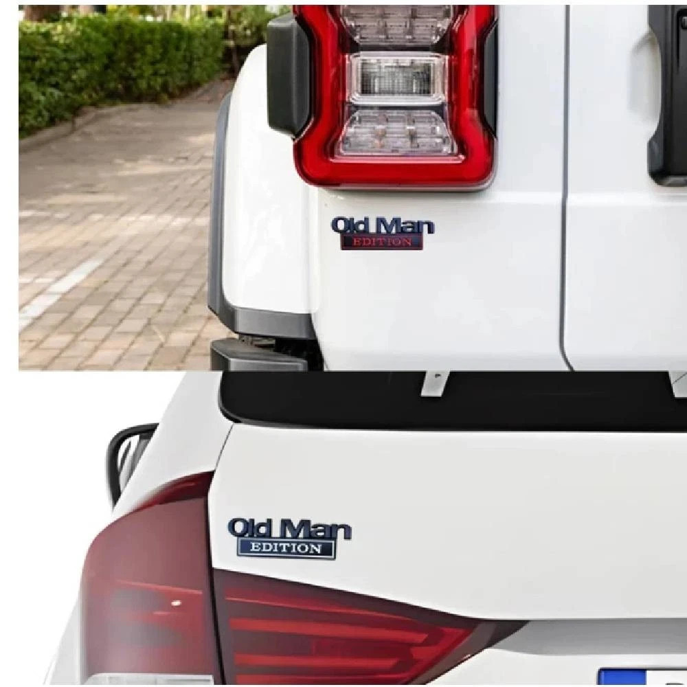 2pcs Old Man Edition Car Emblem 3D Metal Sticker Badge–New Funny Edition Decal