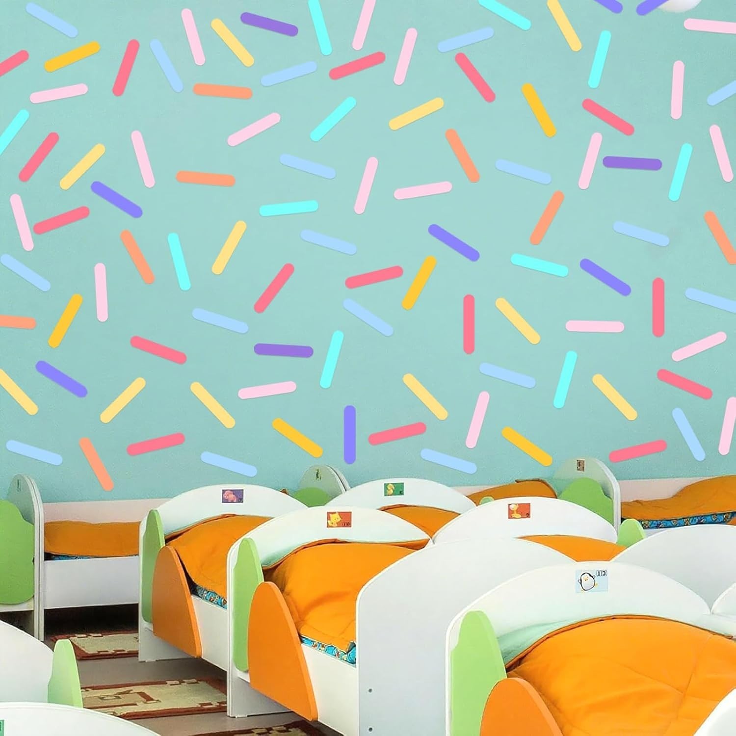 300 Pcs Confetti Wall Decals – Peel and Stick Sprinkle Vinyl Stickers for Kid…