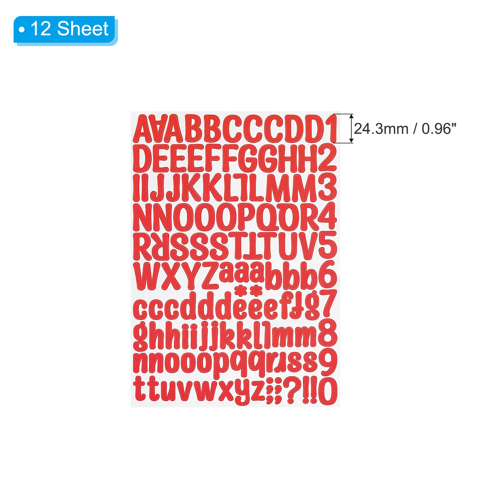Letter Stickers 1 Inch, 12 Sheets Self Adhesive Alphabet Sticker, Red