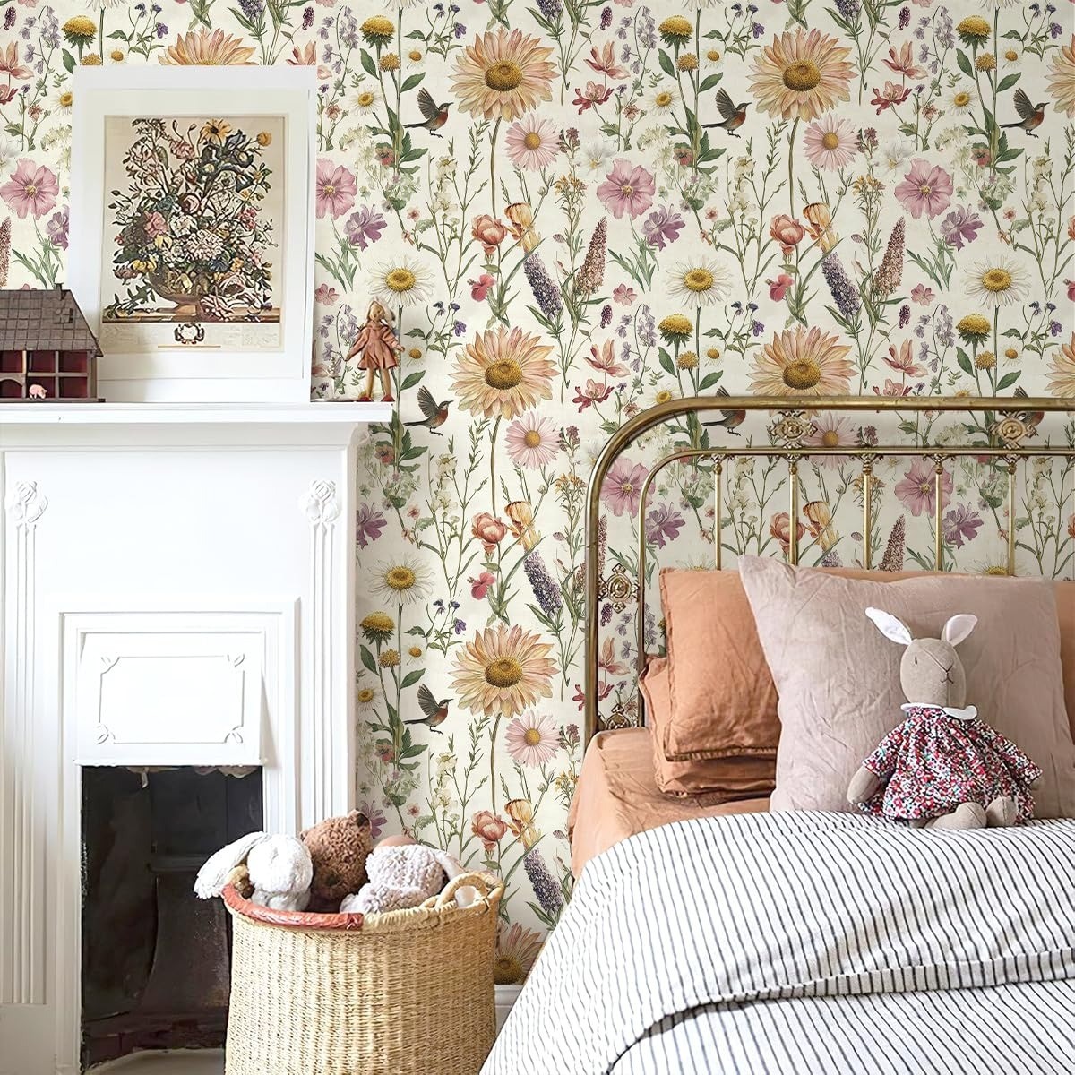 Floral Peel and Stick Wallpaper Vintage Flower Contact Paper