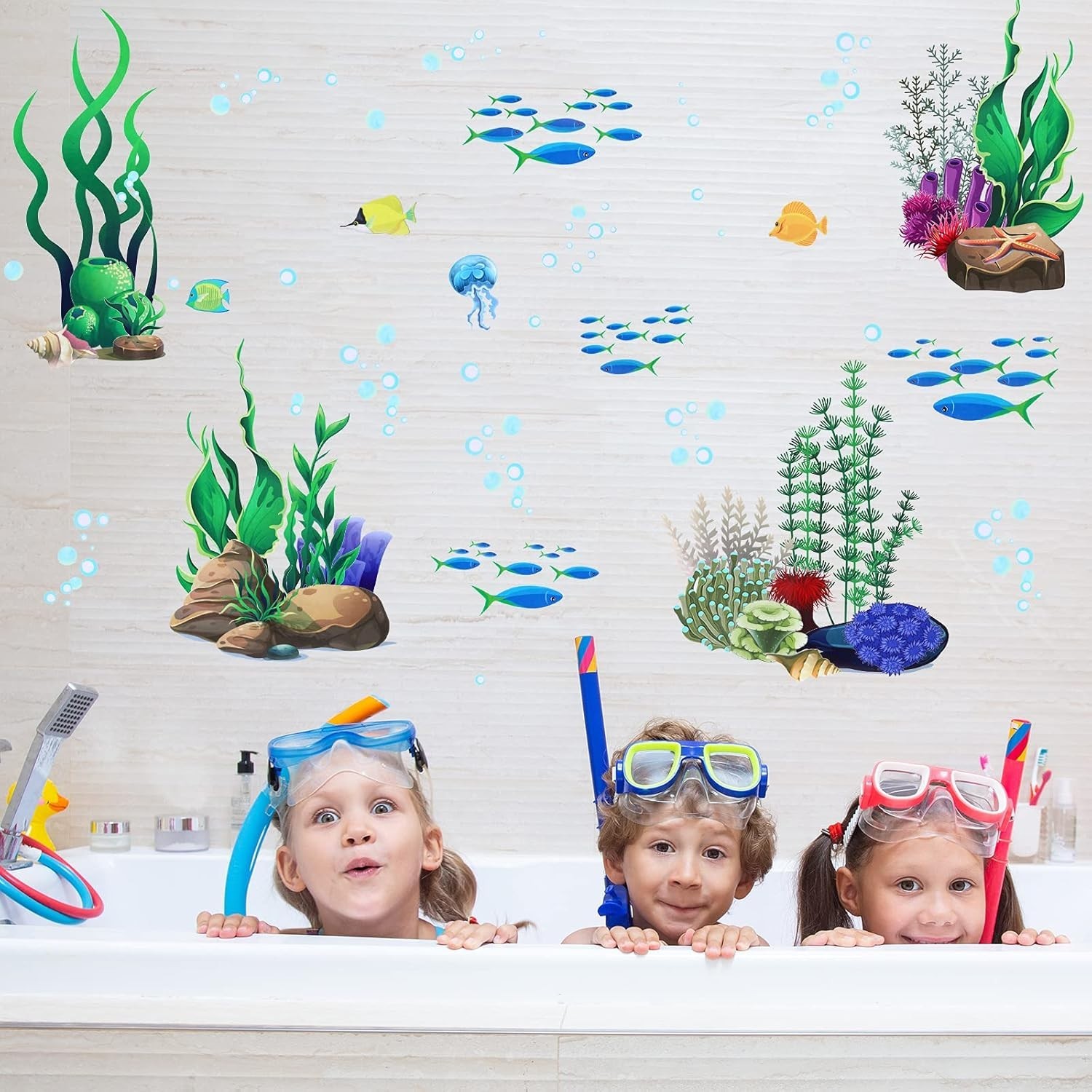 Underwater Sea Creatures Wall Decals 4 Sheets Included