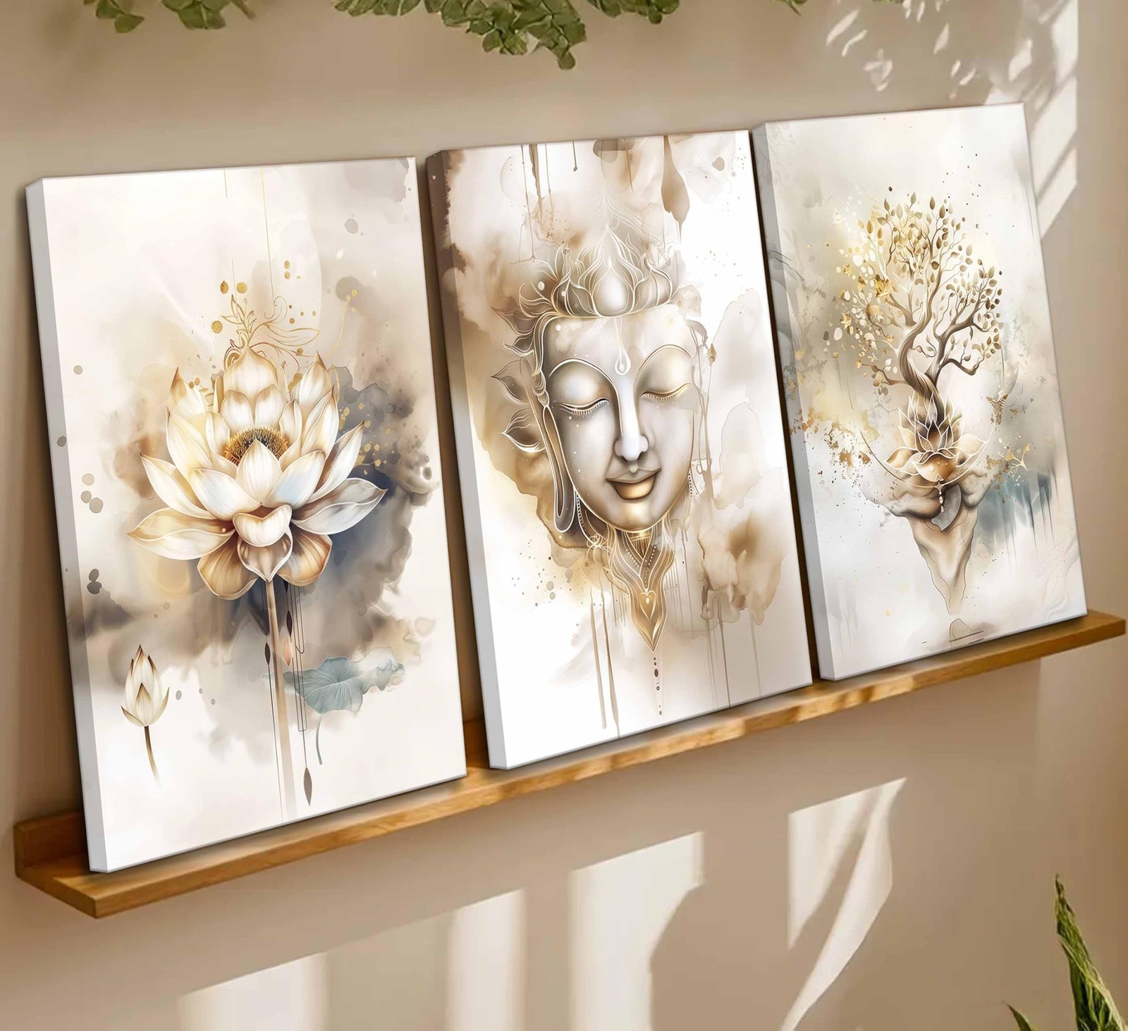 3Pcs Zen Canvas Wall Art Tree of Life Lotus Flower, Buddha Painting Pictures …