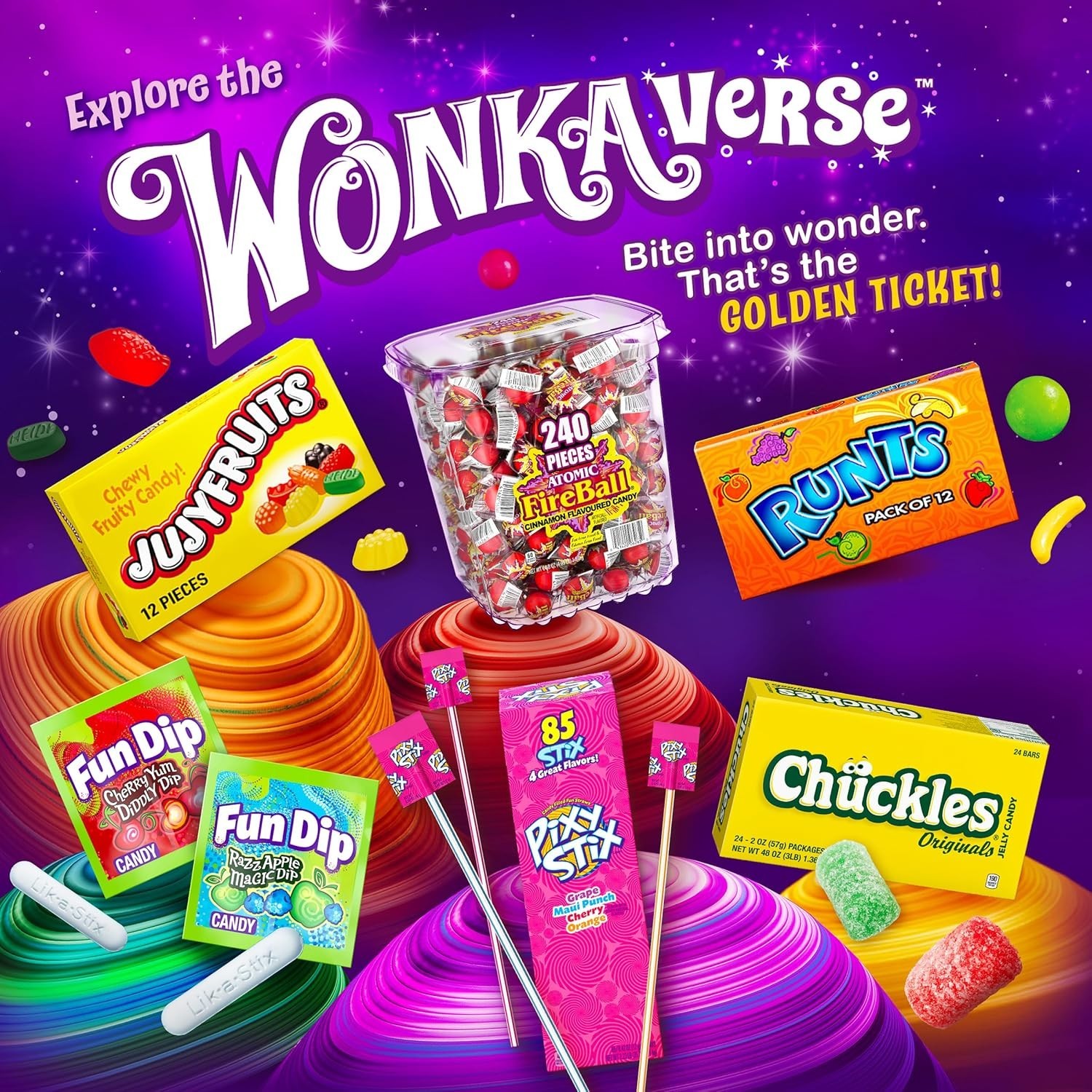 Wonka Everlasting Gobstopper, Candy, Jawbreaker Candy, 5 Oz (12 Ct)