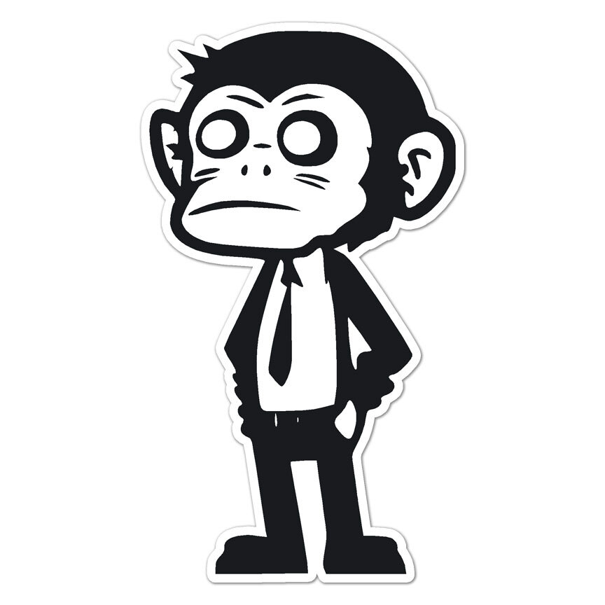 Monkey In A Suit, Vinyl Decal Sticker, Indoor Outdoor, 3 Sizes, #9941