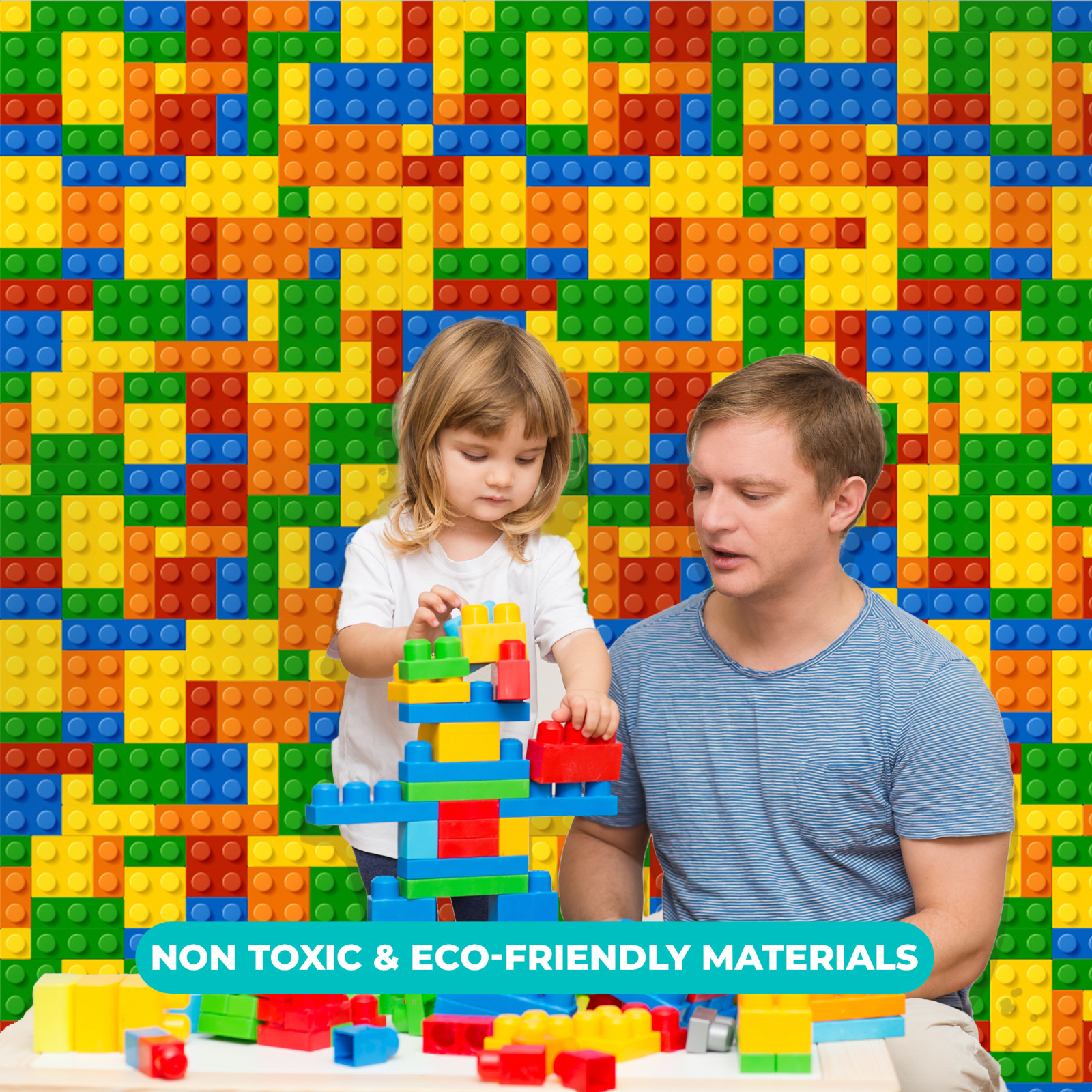 Playroom Blocks Legos Theme Wallpaper Mural Interior. Wall Decal for Decoration