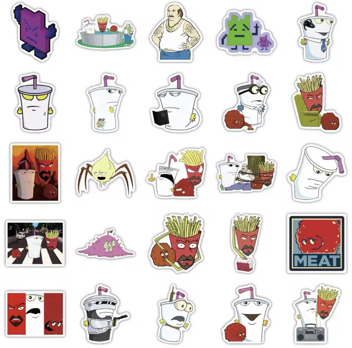 Aqua Teen Hunger Force Stickers 50pk Shake Meatwad Frylock Mix Fun Random Mix