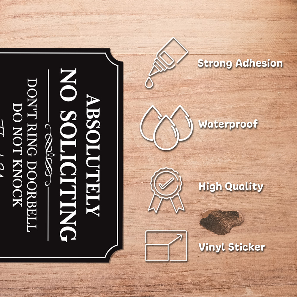 5.6"W Absolutely No Soliciting Don't Ring Doorbell Do Not Knock Vinyl Sticker