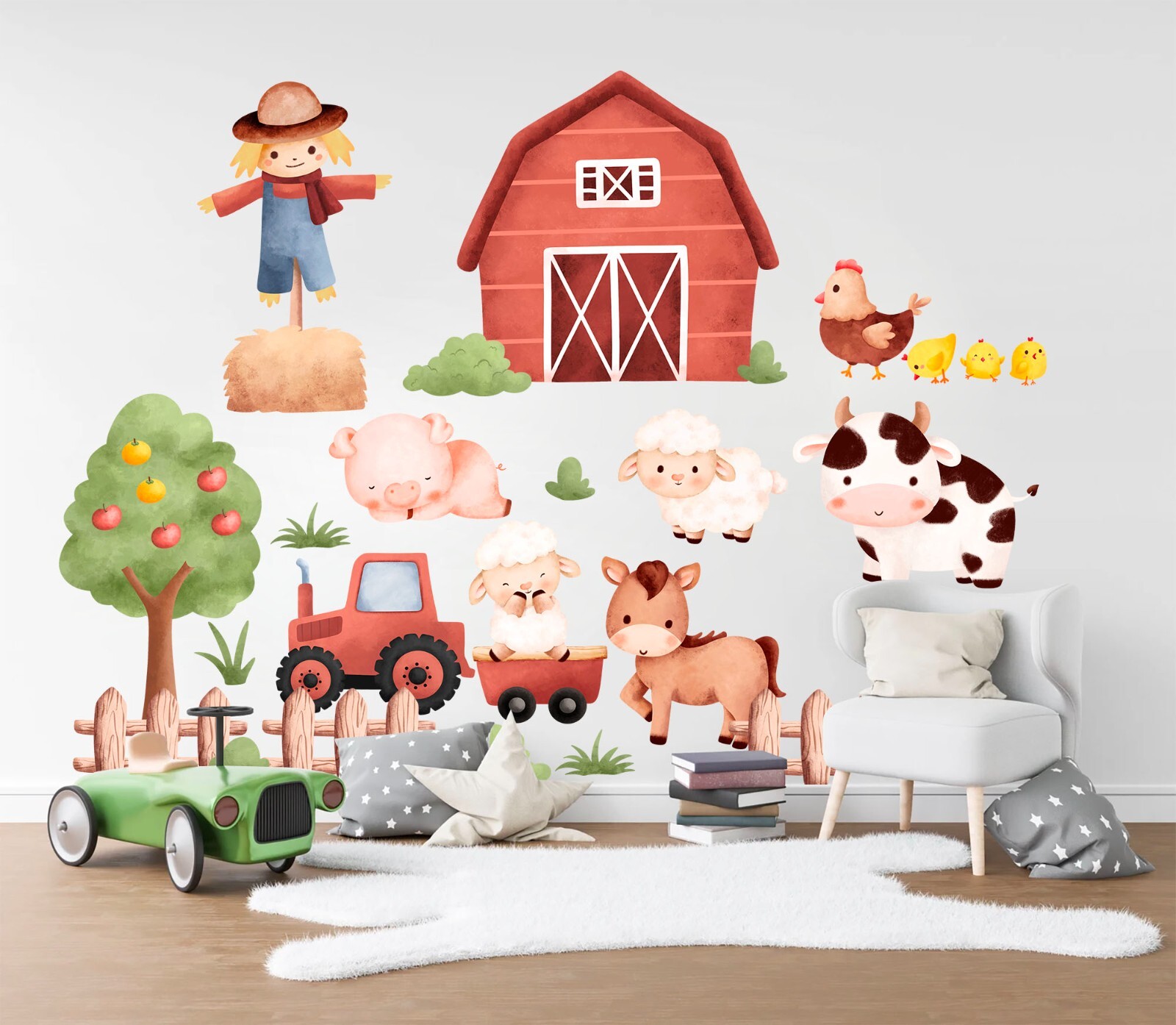 Farm Animal Baby Chicks Pig Sheep Farmhouse Removable Wall Decal Nursery Sticker