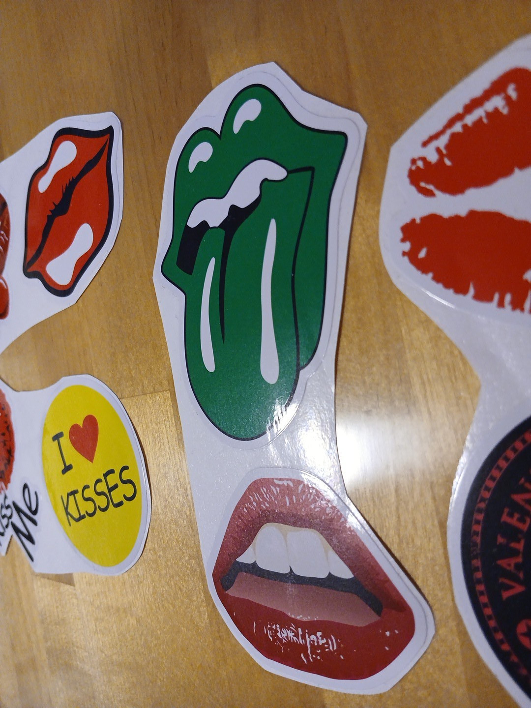 Lips Mouth Tongue Sticker Decal I Love Kisses – Kiss Me – Cherry Glossy Lot of 8