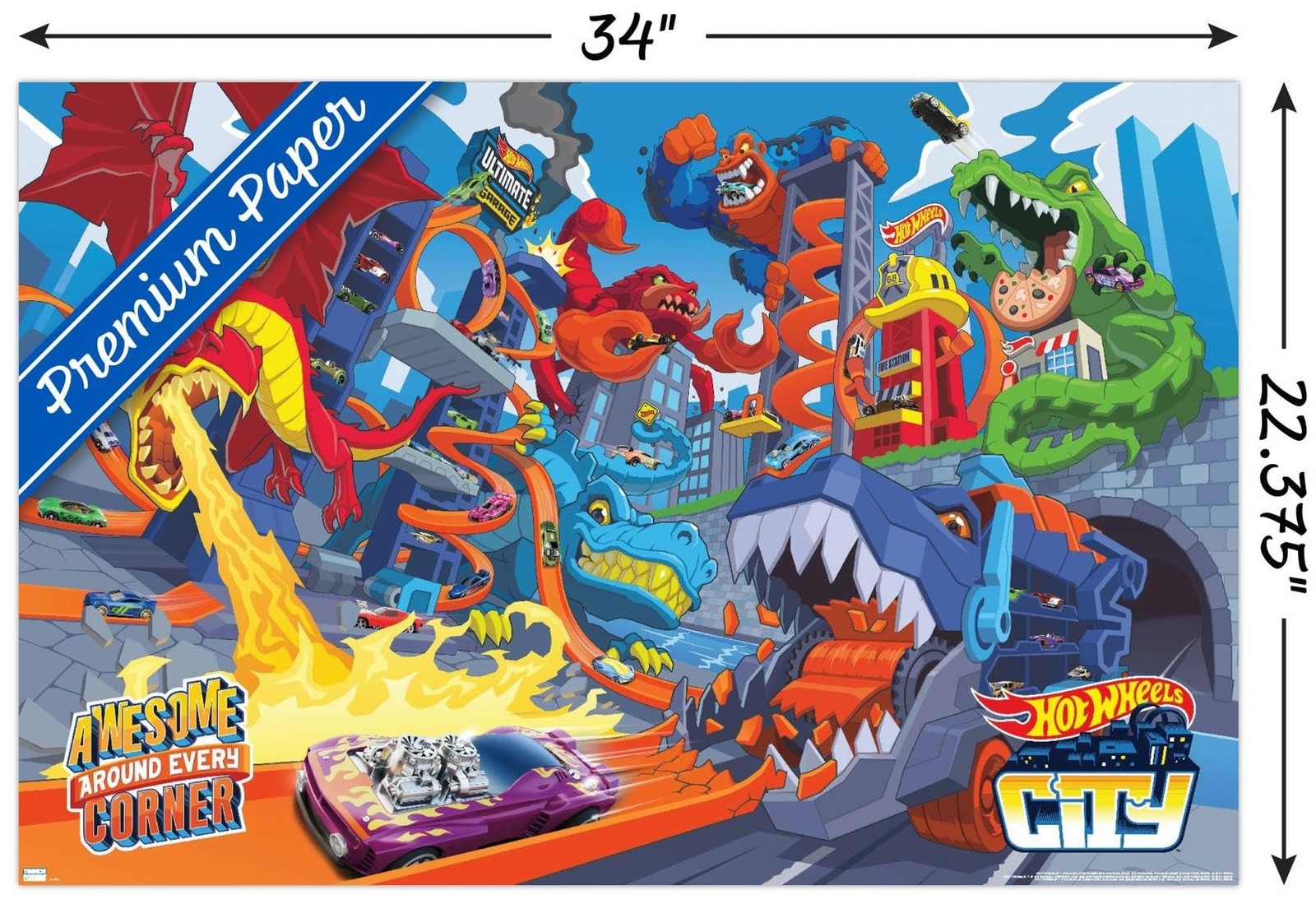 Mattel Hot Wheels – Awesome Around Every Corner Wall Poster, 34L" x 22.4W", P…
