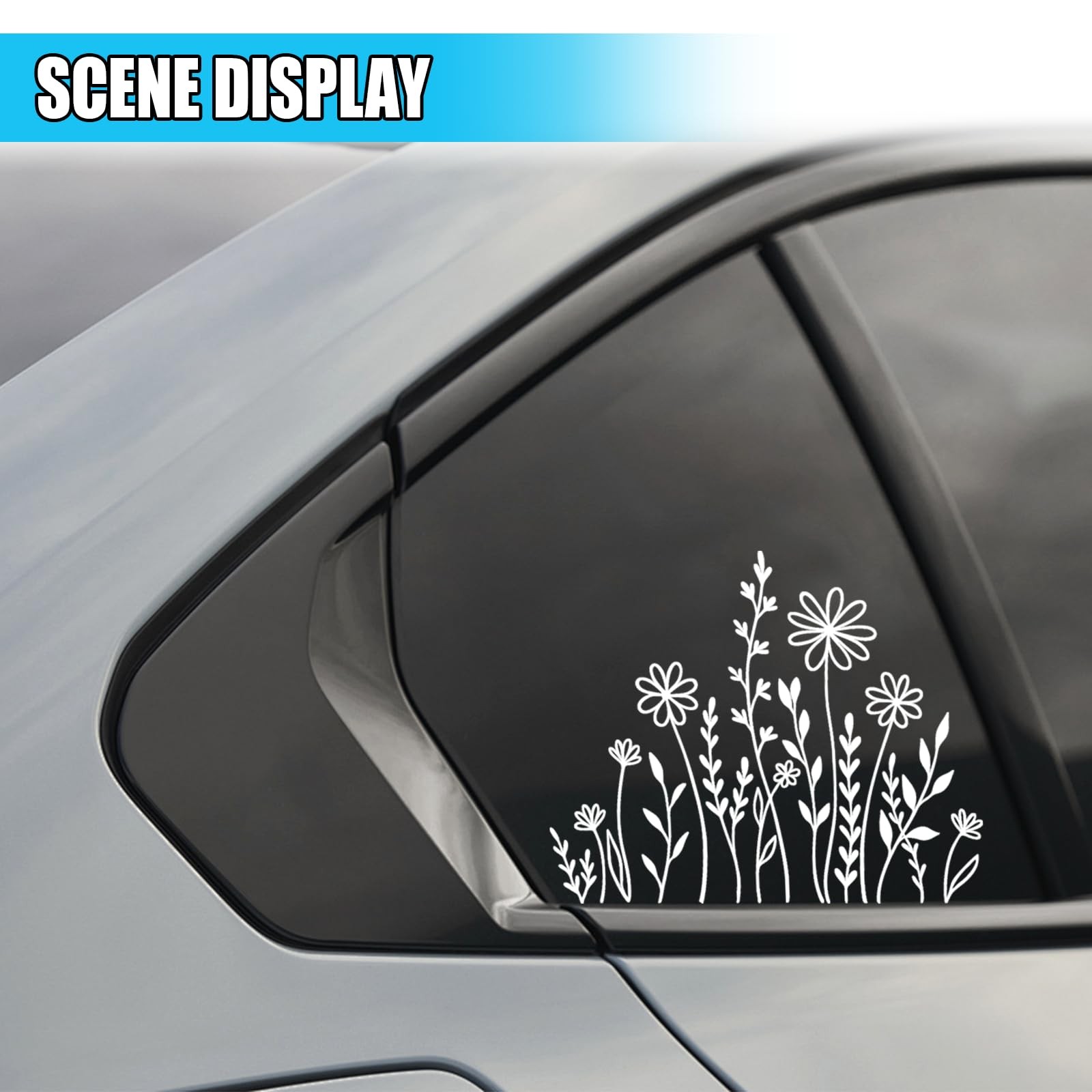 Wildflowers Boho Car Sticker Decal, Waterproof Vinyl Flower Vehicle Window St…