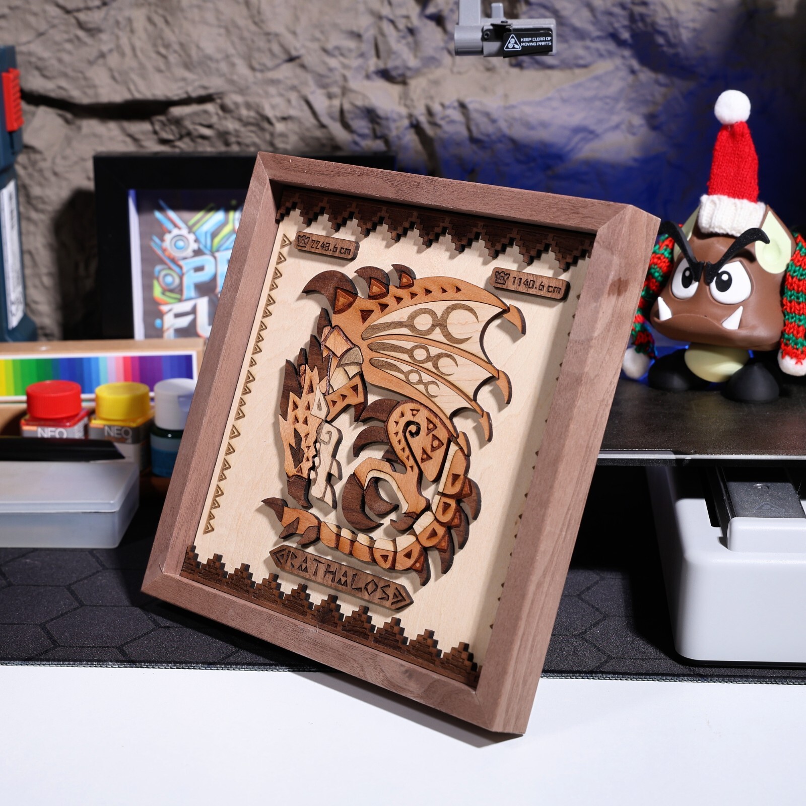 Handcrafted Rathalos Wooden Artwork | Perfect Gift for Monster Hunter Fans Gift