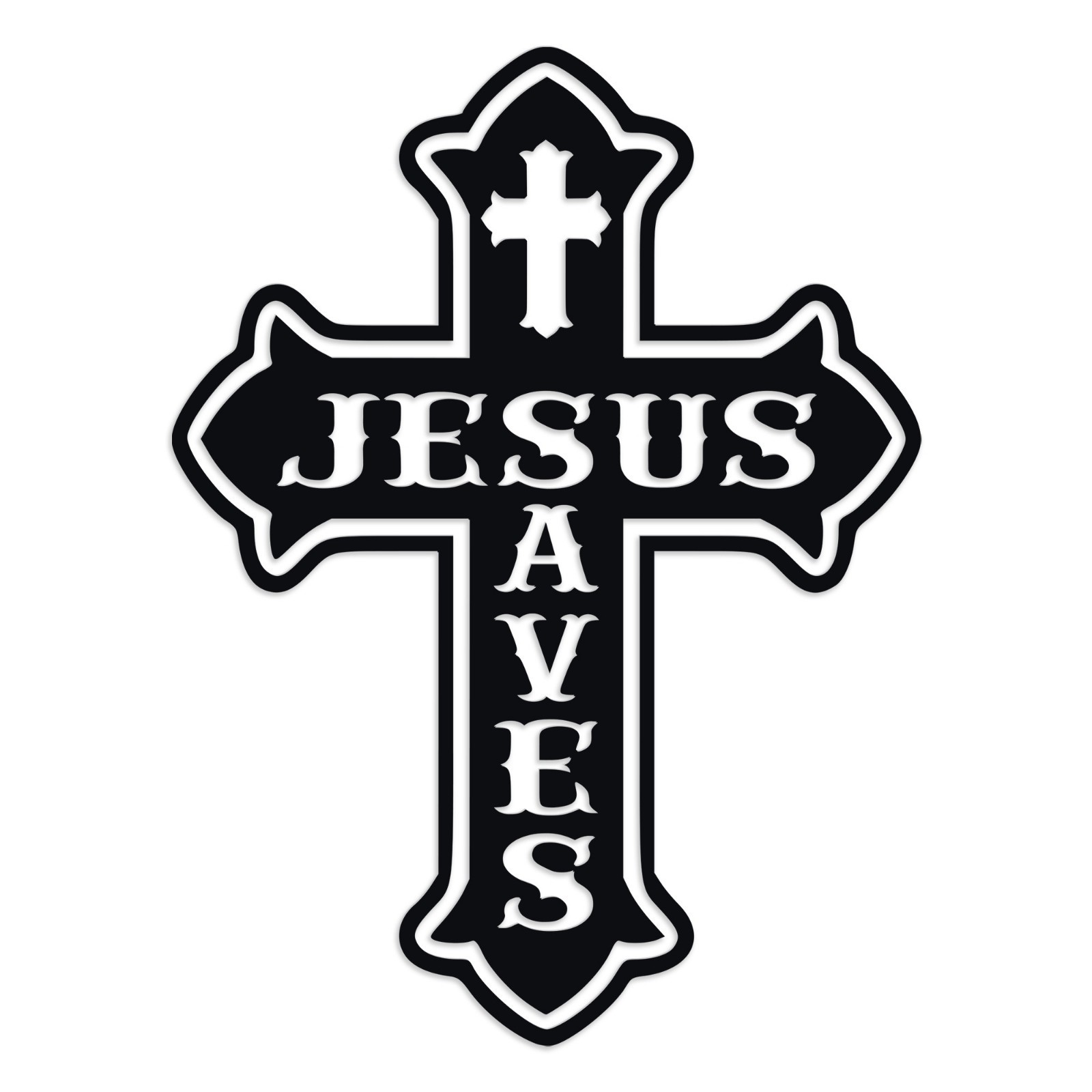 Jesus Saves Cross Vinyl Decal Sticker | Christian Faith Religious Car Wall Art
